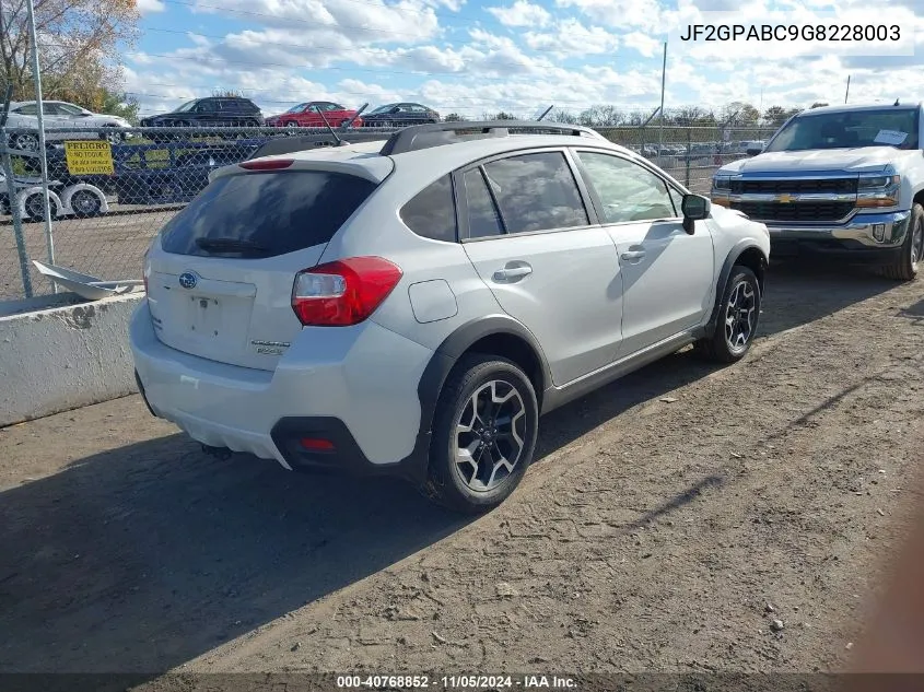 JF2GPABC9G8228003 2016 Subaru Crosstrek 2.0I Premium