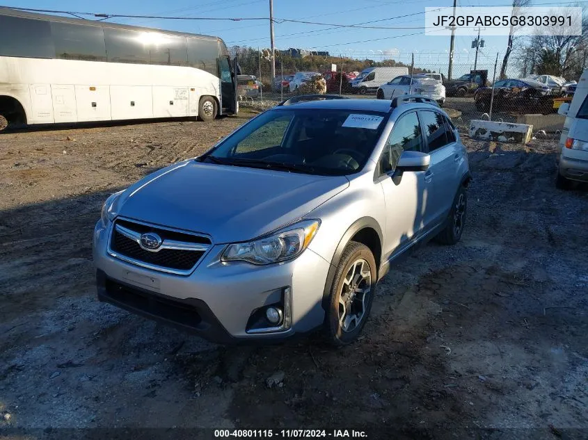 2016 Subaru Crosstrek 2.0I Premium VIN: JF2GPABC5G8303991 Lot: 40801115