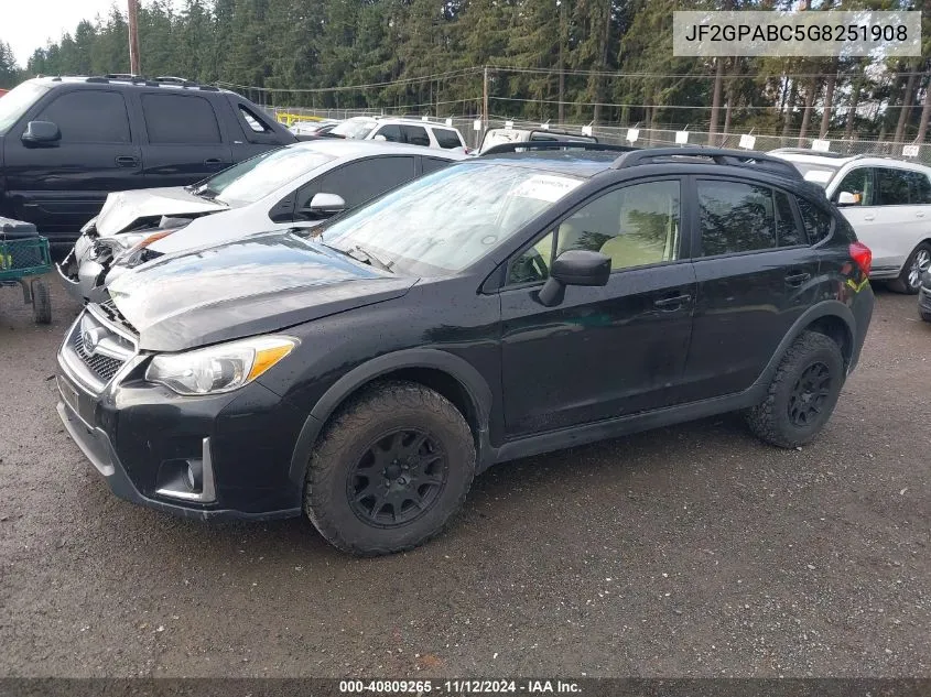 2016 Subaru Crosstrek 2.0I Premium VIN: JF2GPABC5G8251908 Lot: 40809265