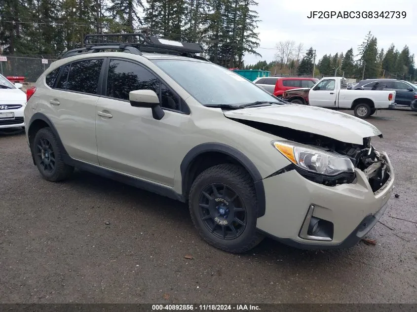 2016 Subaru Crosstrek Premium VIN: JF2GPABC3G8342739 Lot: 40892856