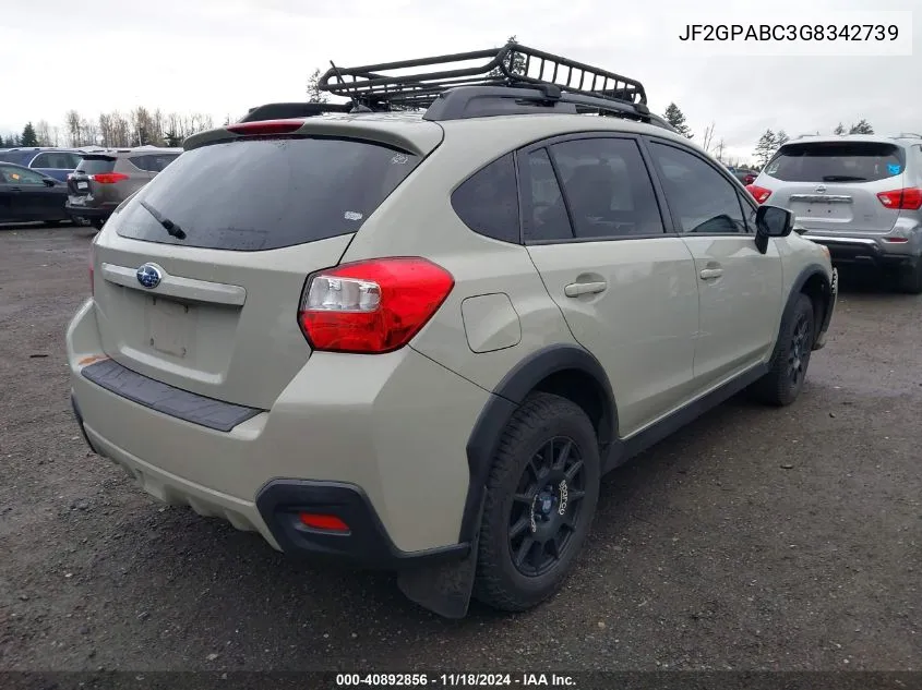 2016 Subaru Crosstrek Premium VIN: JF2GPABC3G8342739 Lot: 40892856