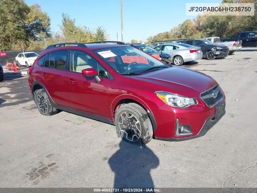 2017 Subaru Crosstrek 2.0I Premium VIN: JF2GPABC6HH238750 Lot: 40652731