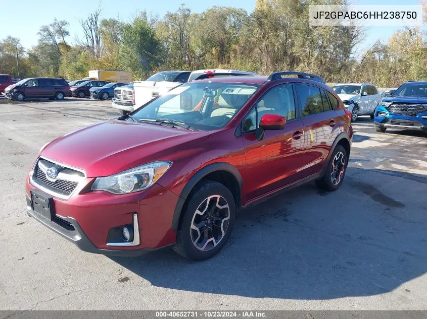 2017 Subaru Crosstrek 2.0I Premium VIN: JF2GPABC6HH238750 Lot: 40652731