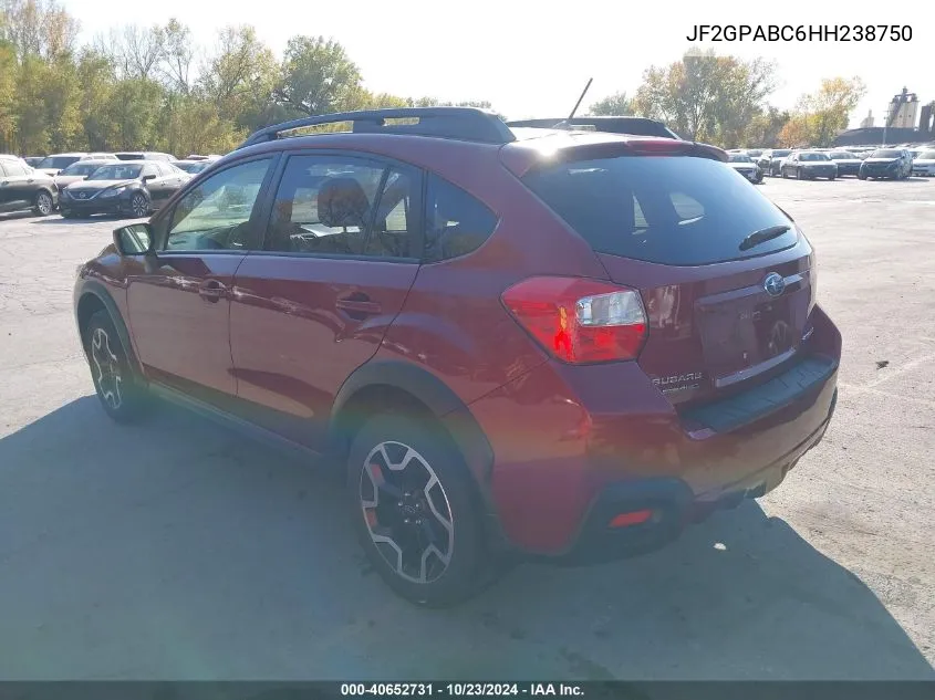 2017 Subaru Crosstrek 2.0I Premium VIN: JF2GPABC6HH238750 Lot: 40652731