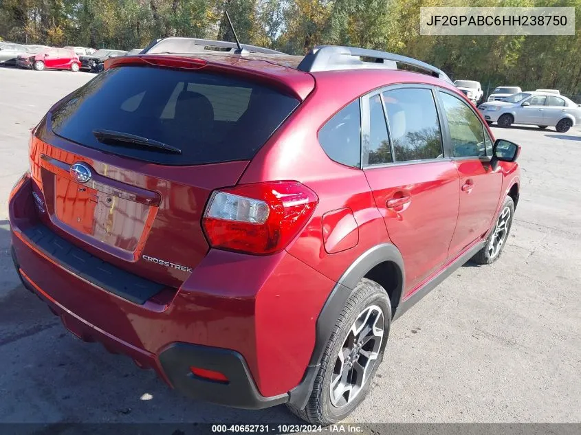 2017 Subaru Crosstrek 2.0I Premium VIN: JF2GPABC6HH238750 Lot: 40652731