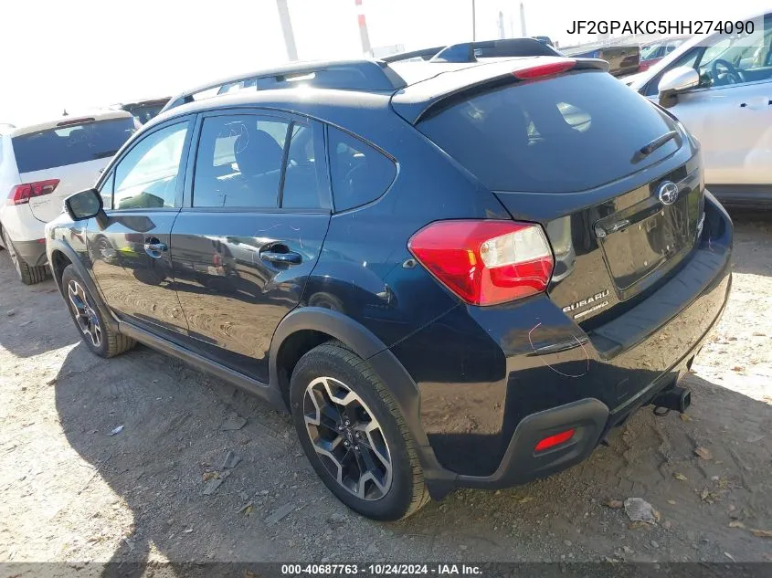 2017 Subaru Crosstrek 2.0I Limited VIN: JF2GPAKC5HH274090 Lot: 40687763