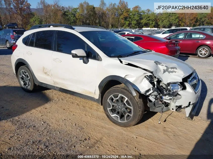 2017 Subaru Crosstrek 2.0I Limited VIN: JF2GPAKC2HH243640 Lot: 40693370