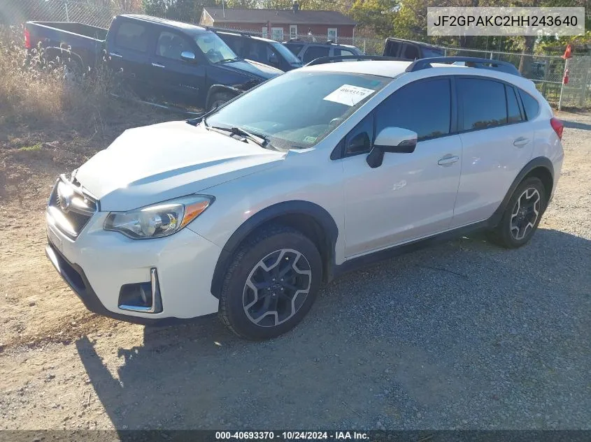 2017 Subaru Crosstrek 2.0I Limited VIN: JF2GPAKC2HH243640 Lot: 40693370