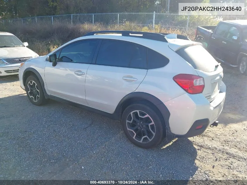 2017 Subaru Crosstrek 2.0I Limited VIN: JF2GPAKC2HH243640 Lot: 40693370