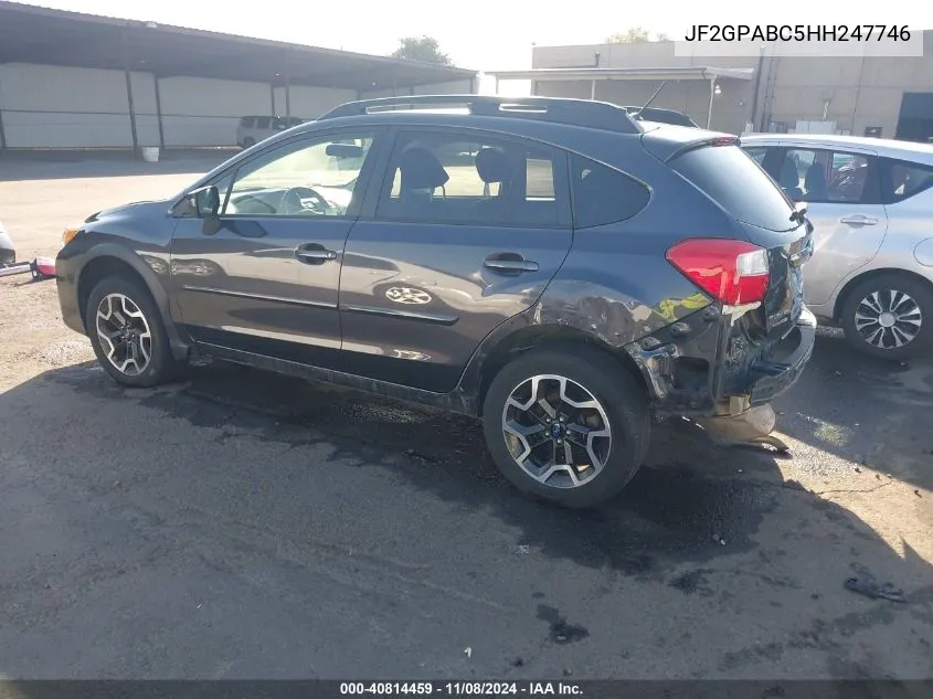 2017 Subaru Crosstrek 2.0I Premium VIN: JF2GPABC5HH247746 Lot: 40814459