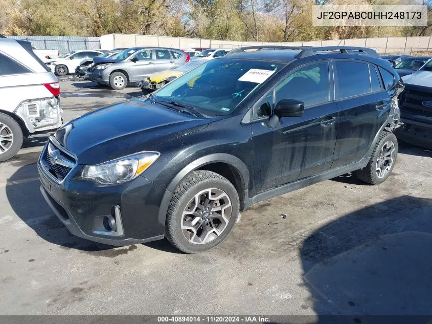 2017 Subaru Crosstrek 2.0I Premium VIN: JF2GPABC0HH248173 Lot: 40894014