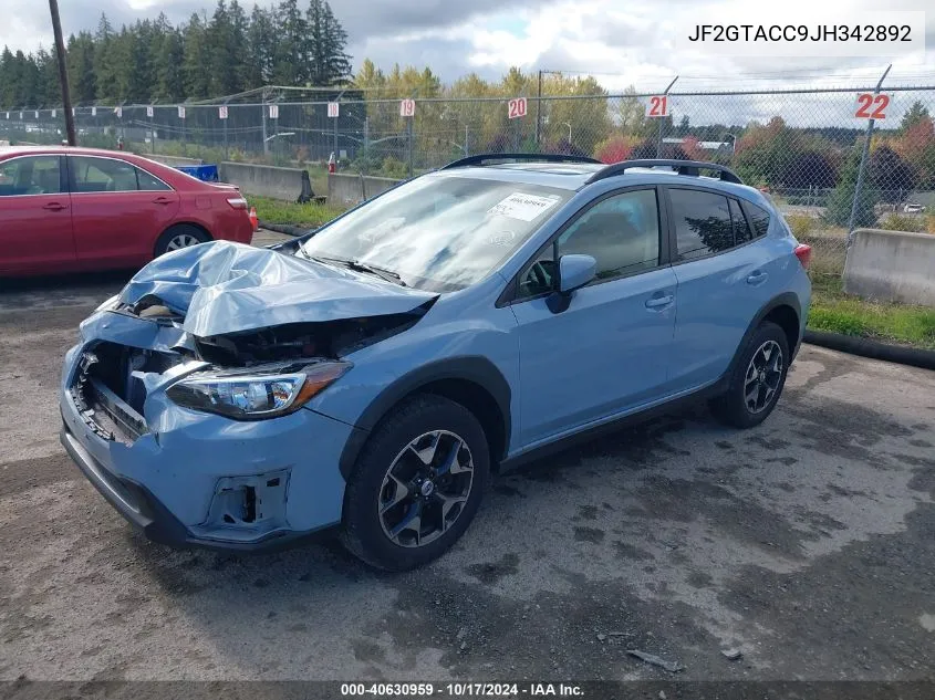 2018 Subaru Crosstrek 2.0I Premium VIN: JF2GTACC9JH342892 Lot: 40630959