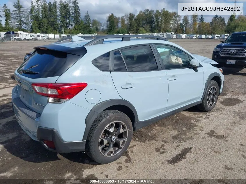 2018 Subaru Crosstrek 2.0I Premium VIN: JF2GTACC9JH342892 Lot: 40630959