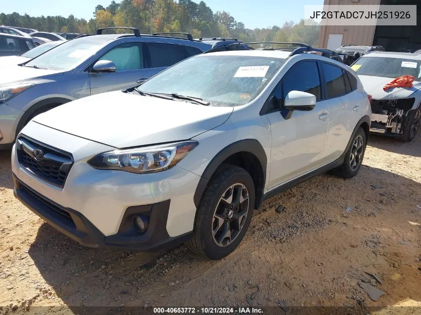 2018 Subaru Crosstrek Premium VIN: JF2GTADC7JH251926 Lot: 40653772