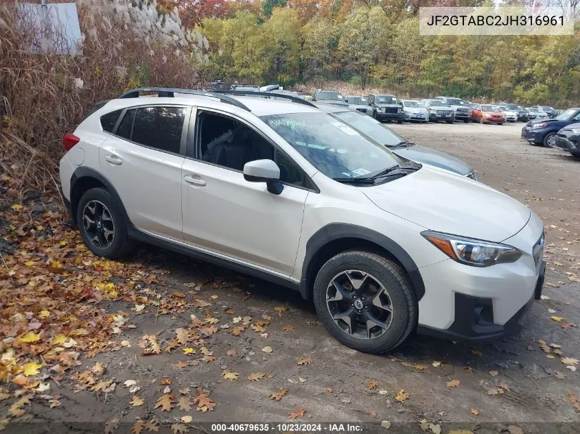 2018 Subaru Crosstrek 2.0I Premium VIN: JF2GTABC2JH316961 Lot: 40679635