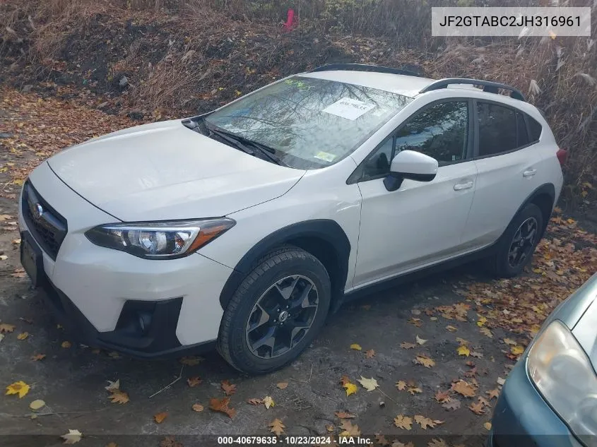 2018 Subaru Crosstrek 2.0I Premium VIN: JF2GTABC2JH316961 Lot: 40679635