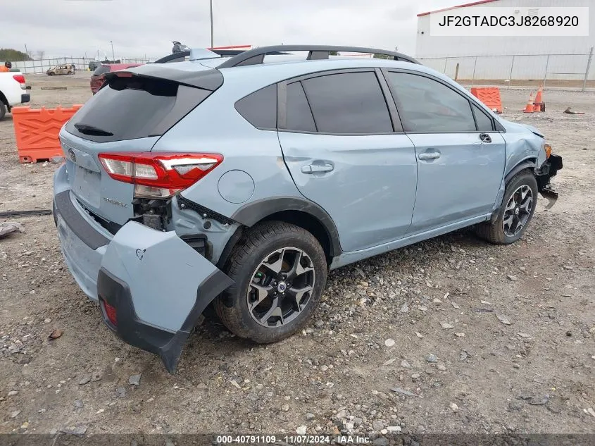 2018 Subaru Crosstrek 2.0I Premium VIN: JF2GTADC3J8268920 Lot: 40791109