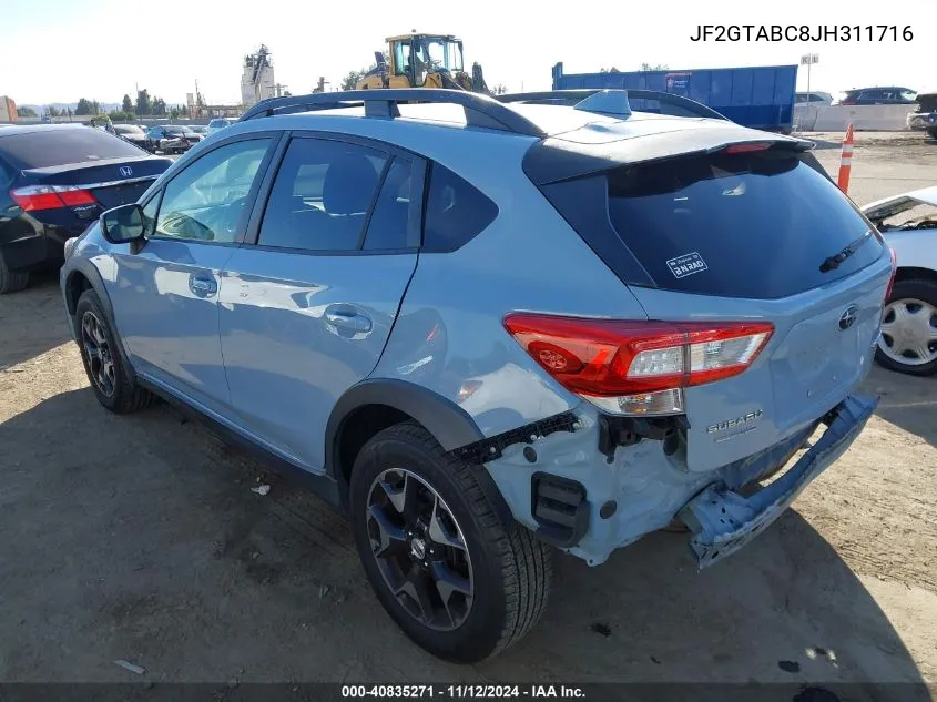 2018 Subaru Crosstrek 2.0I Premium VIN: JF2GTABC8JH311716 Lot: 40835271