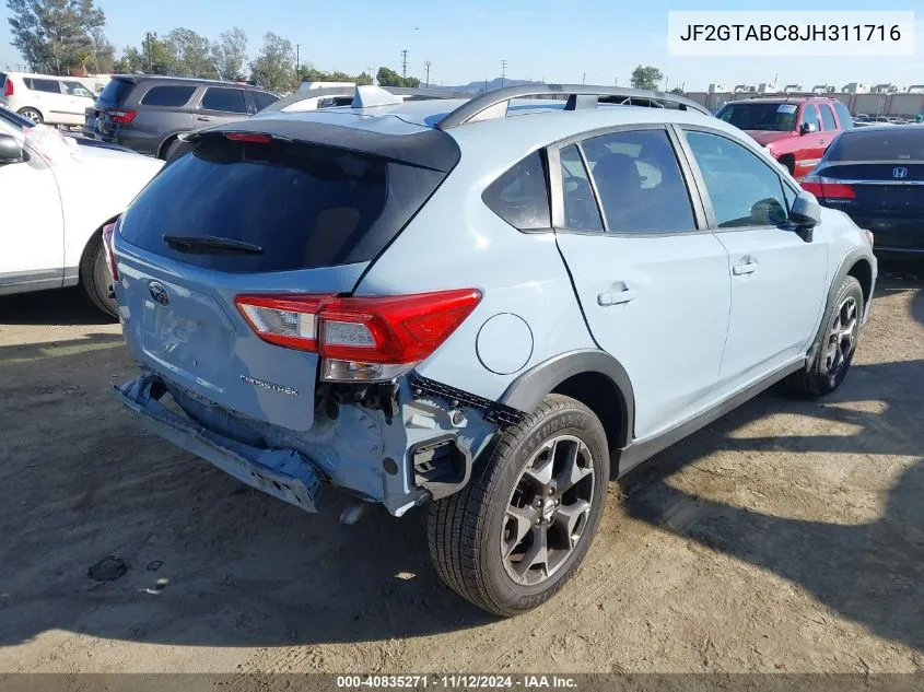 2018 Subaru Crosstrek 2.0I Premium VIN: JF2GTABC8JH311716 Lot: 40835271