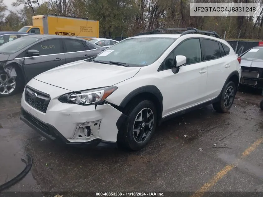 2018 Subaru Crosstrek 2.0I Premium VIN: JF2GTACC4J8331248 Lot: 40853238