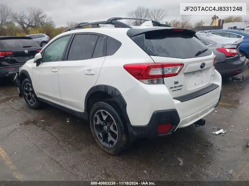 2018 Subaru Crosstrek 2.0I Premium VIN: JF2GTACC4J8331248 Lot: 40853238