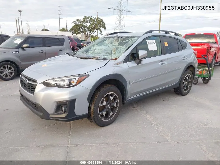 2018 Subaru Crosstrek 2.0I Premium VIN: JF2GTABC0JH330955 Lot: 40881894