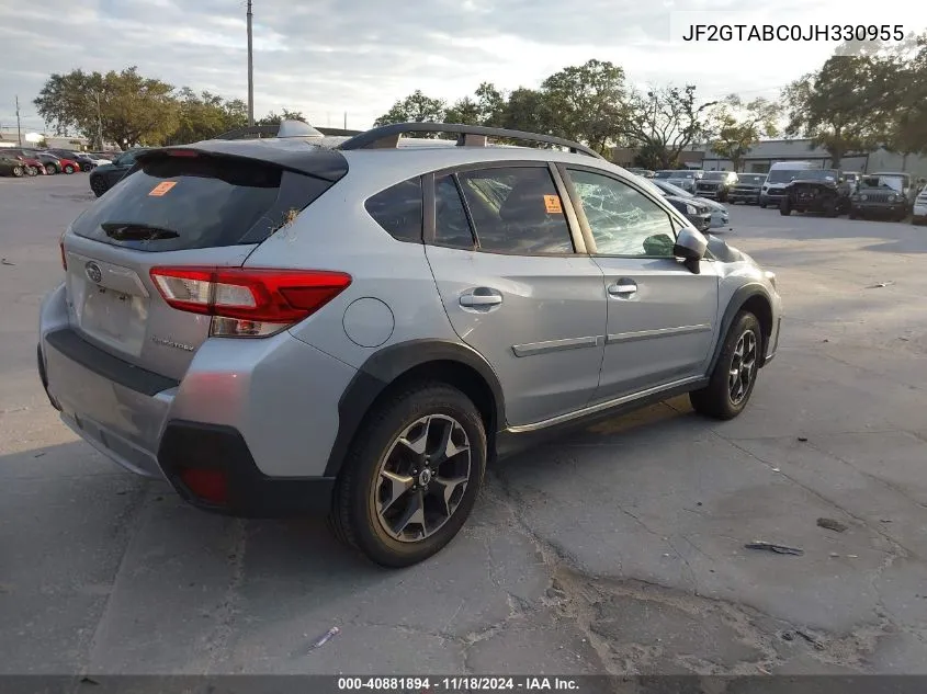 2018 Subaru Crosstrek 2.0I Premium VIN: JF2GTABC0JH330955 Lot: 40881894