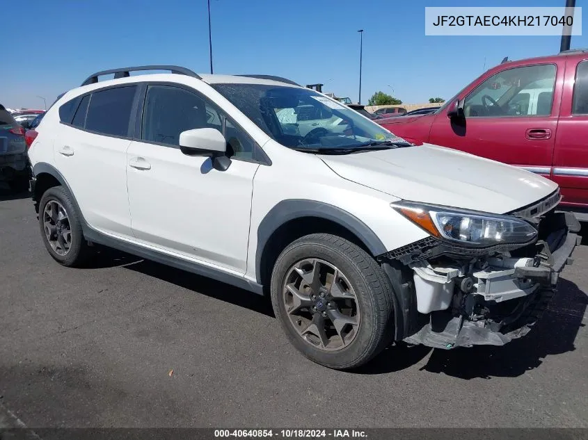 JF2GTAEC4KH217040 2019 Subaru Crosstrek 2.0I Premium