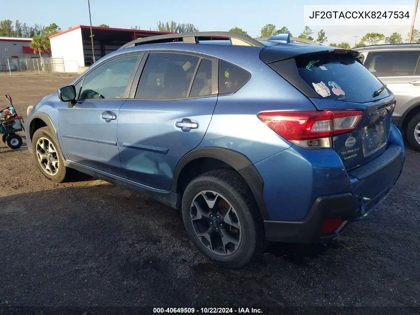 2019 Subaru Crosstrek 2.0I Premium VIN: JF2GTACCXK8247534 Lot: 40649509