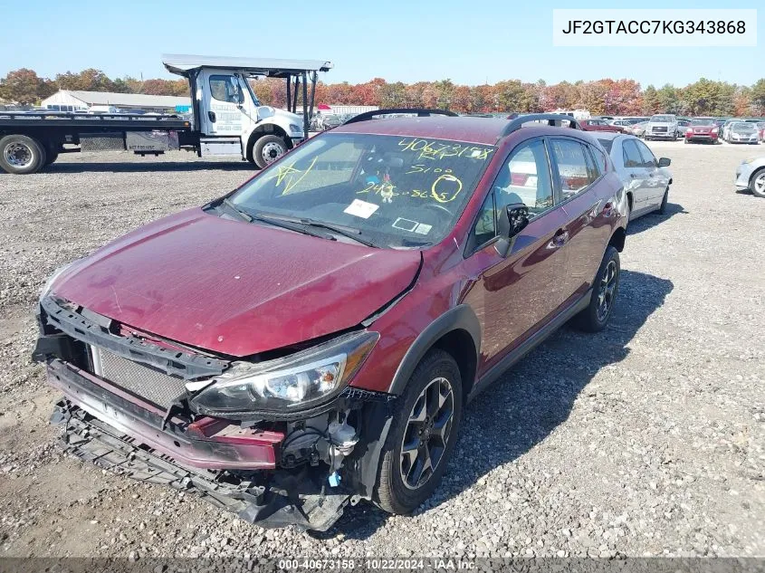 2019 Subaru Crosstrek 2.0I Premium VIN: JF2GTACC7KG343868 Lot: 40673158