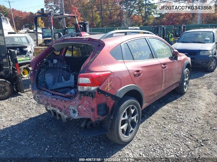 2019 Subaru Crosstrek 2.0I Premium VIN: JF2GTACC7KG343868 Lot: 40673158