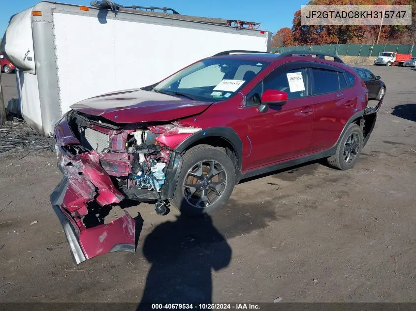 2019 Subaru Crosstrek 2.0I Premium VIN: JF2GTADC8KH315747 Lot: 40679534