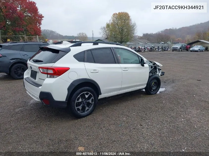 2019 Subaru Crosstrek 2.0I Premium VIN: JF2GTACC9KH344921 Lot: 40755013