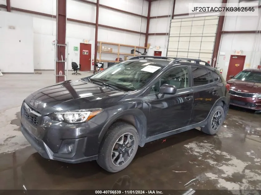 2019 Subaru Crosstrek 2.0I Premium VIN: JF2GTACC7KG362646 Lot: 40756539