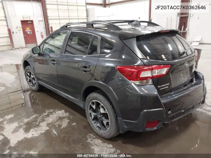 2019 Subaru Crosstrek 2.0I Premium VIN: JF2GTACC7KG362646 Lot: 40756539