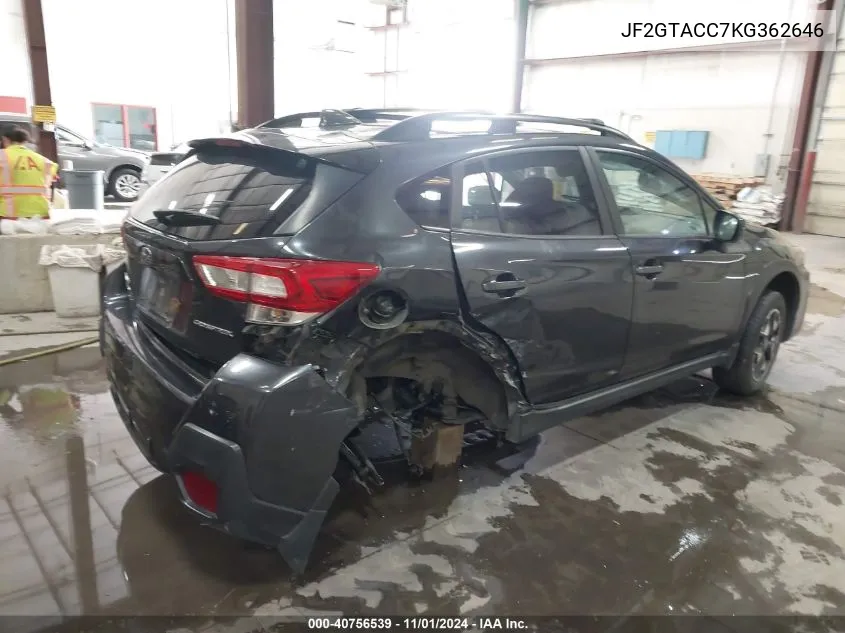 2019 Subaru Crosstrek 2.0I Premium VIN: JF2GTACC7KG362646 Lot: 40756539