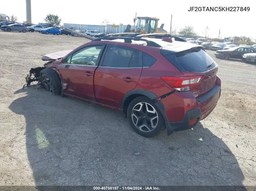 2019 Subaru Crosstrek 2.0I Limited VIN: JF2GTANC5KH227849 Lot: 40758187