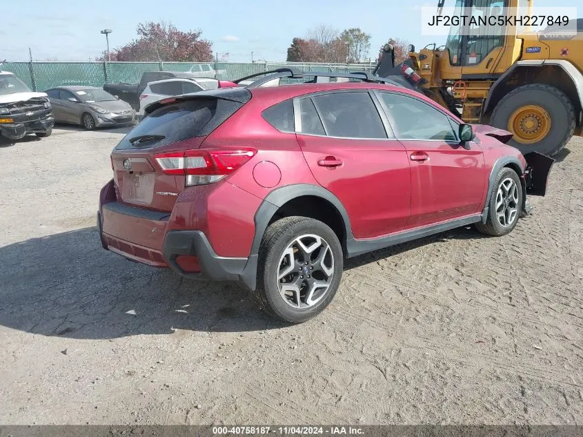 2019 Subaru Crosstrek 2.0I Limited VIN: JF2GTANC5KH227849 Lot: 40758187