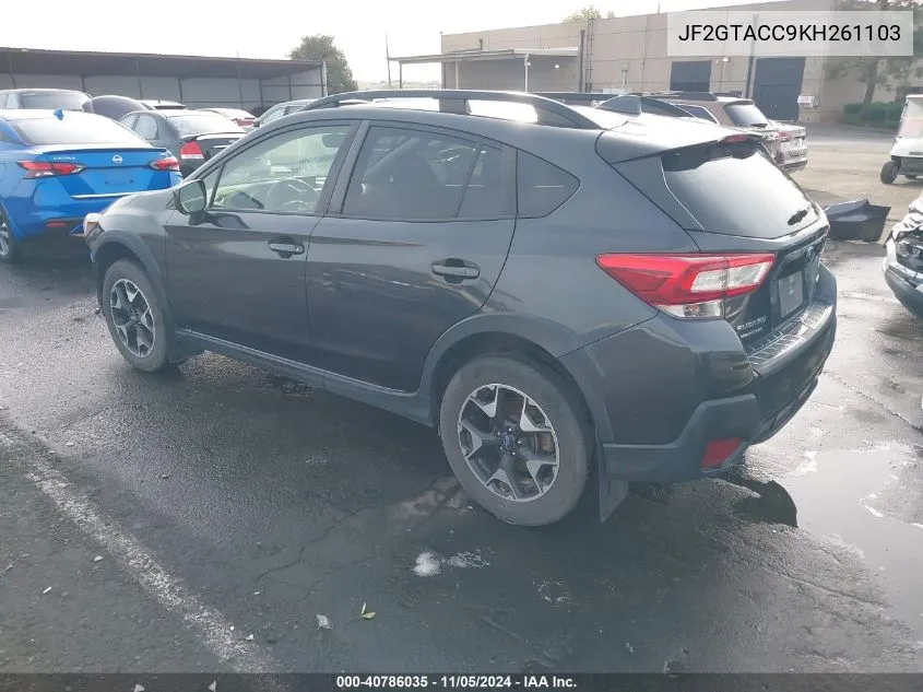 2019 Subaru Crosstrek 2.0I Premium VIN: JF2GTACC9KH261103 Lot: 40786035