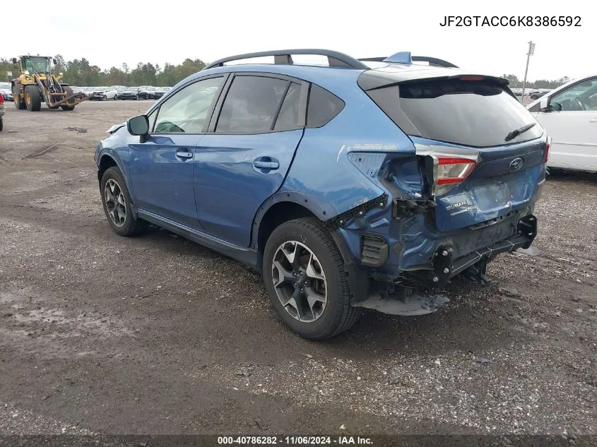 2019 Subaru Crosstrek 2.0I Premium VIN: JF2GTACC6K8386592 Lot: 40786282