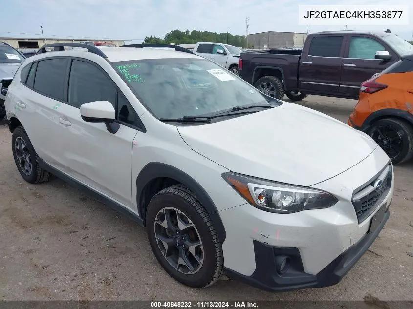 2019 Subaru Crosstrek 2.0I Premium VIN: JF2GTAEC4KH353877 Lot: 40848232