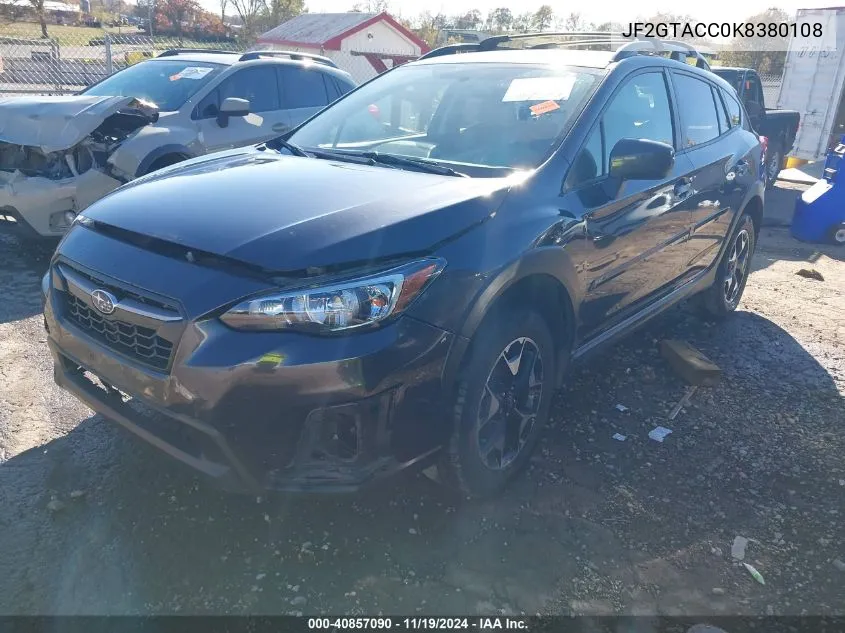 2019 Subaru Crosstrek 2.0I Premium VIN: JF2GTACC0K8380108 Lot: 40857090