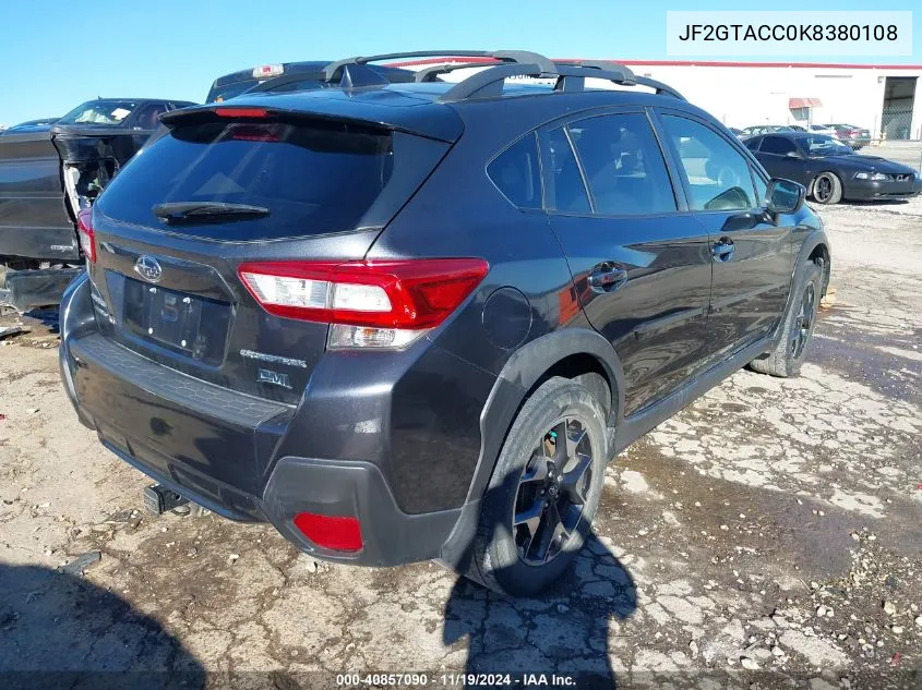 2019 Subaru Crosstrek 2.0I Premium VIN: JF2GTACC0K8380108 Lot: 40857090