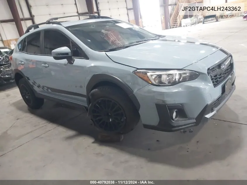 2020 Subaru Crosstrek Premium VIN: JF2GTAPC4LH243362 Lot: 40792038