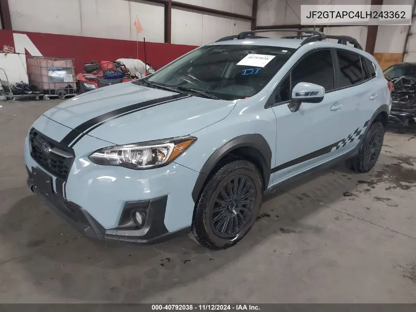 2020 Subaru Crosstrek Premium VIN: JF2GTAPC4LH243362 Lot: 40792038