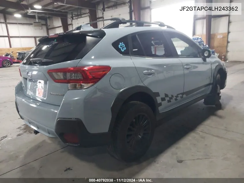 2020 Subaru Crosstrek Premium VIN: JF2GTAPC4LH243362 Lot: 40792038