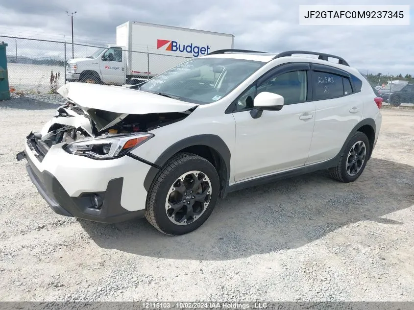 2021 Subaru Crosstrek VIN: JF2GTAFC0M9237345 Lot: 12115103