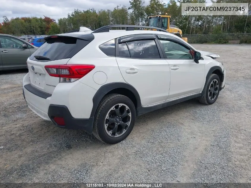 2021 Subaru Crosstrek VIN: JF2GTAFC0M9237345 Lot: 12115103