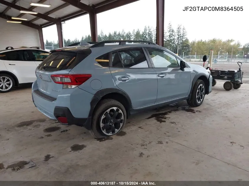 2021 Subaru Crosstrek Premium VIN: JF2GTAPC0M8364505 Lot: 40613187