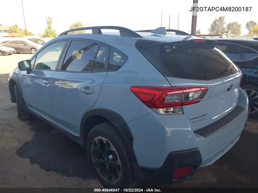 2021 Subaru Crosstrek Premium VIN: JF2GTAPC4M8200187 Lot: 40646547